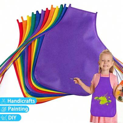 1-24 piezas Batas impermeables de manga larga, adecuadas para adolescentes y artistas - Tela de poliéster no tejida duradera, perfecta para el aula, la cocina, las manualidades y las actividades de fiesta, suministros de arte para niños, delantales de manualidades, diseños divertidos, fácil cuidado de tela no tejida, aplicable para la cocina, el aula, eventos comunitarios, fiestas, actividades de pintura de artes y manualidades