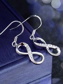 1对S925纯银莫比乌斯环符号耳环，简约奢华优雅无限符号8字耳环，浪漫礼物 - 無限符號 - 查看 6