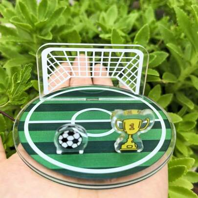 1pc Football Field Acrylic Phone Stand - Football Themed Desktop Decoration, Collectibles For Children And Adult Sports Fans, And Party Gifts.