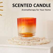 Meteor Cup Gradient Ribbed Dried Flower Smokeless Scented Candle – Natural Soy Wax, Premium Ambience Gift - A - View 2