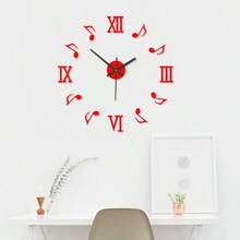 No Drill Creative Silent Acrylic Wall Clock, DIY Music Note Decor Clock For Living Room, Bedroom, Hallway - 1PC - View 6