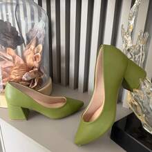 SHOW SHOW 5 CM BLOCK HEEL SCARPIN - màu xanh lá - Xem 4