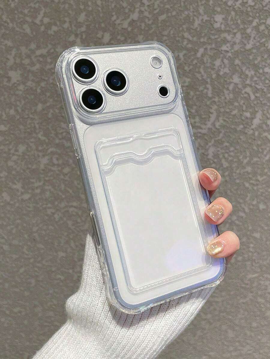 1pc FashionableMinimalist Transparent Card Holder Phone Case, Shockproof, Lens Protection, Card Slot For Photos/Cards, Frame Function, Full Coverage Soft Case, Compatible With IPhone 16/13 Series, 17 Pro Max/17 Series, Shockproof Phone Case - 混合色 - 查看 1