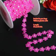 1pc 1.5cm/0.59in Width Elegant Double Line Plastic Plum Blossom Beaded Chain Trim With Rhinestones Garland For Sewing Bridal Dress Decor Weddings Party Home Decor, DIY Creative Decorations, Jewelry Making Kits, Gift Wrap Decoration (91cm/35.8in Per Pack) - Chain - View 18