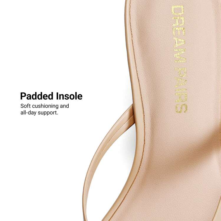 Women Kitten Heel Thong Heeled Sandals Fashion Open Toe Slip On Summer Sandals For Daily And Party Wedding Wearing - Màu be - Xem 6