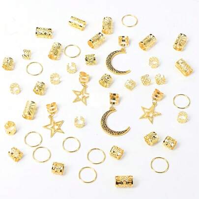 45件金色发饰，贝壳发夹，女士发饰，编发，巴洛克风格太阳辫珠，海星辫，发圈，贝壳发套，夏季海滩装饰