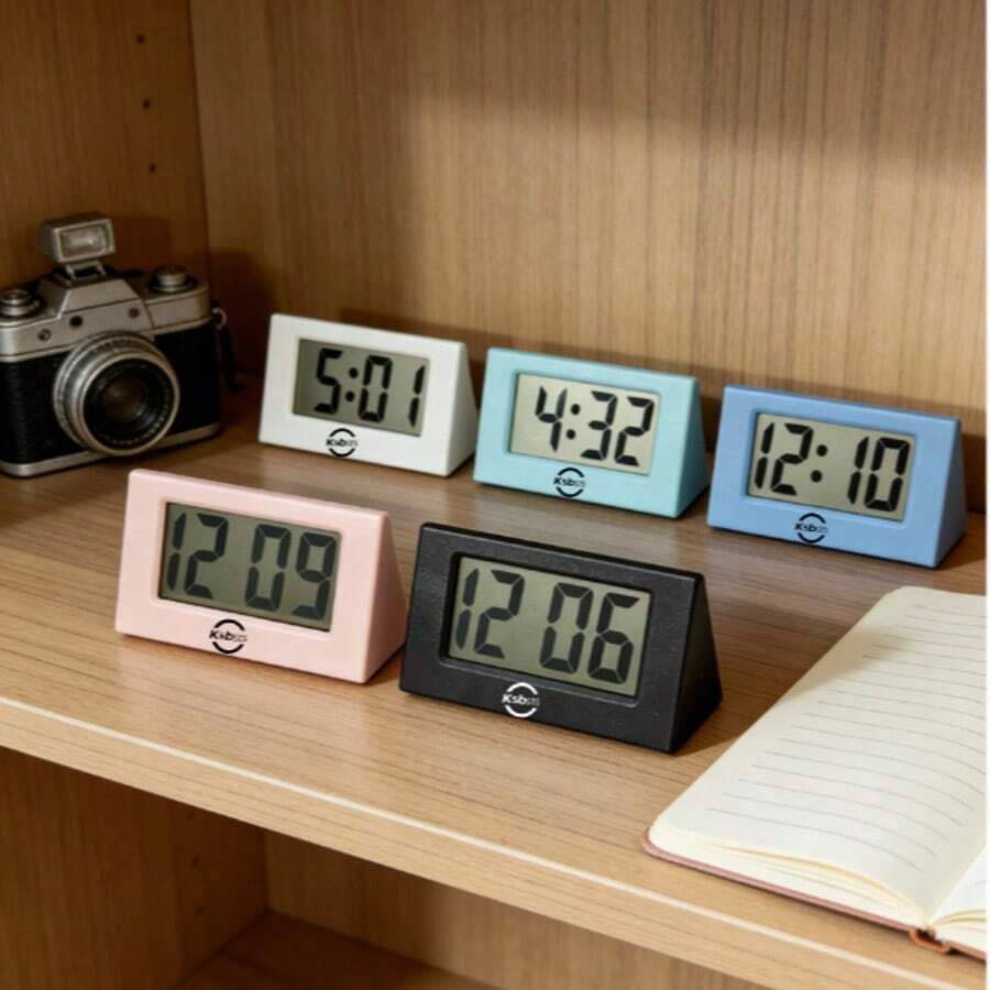 1 pieza Reloj despertador de escritorio compacto con pantalla LED clara, función de repetición, alimentado por batería, ideal para dormitorio - 1PC - Ver 1