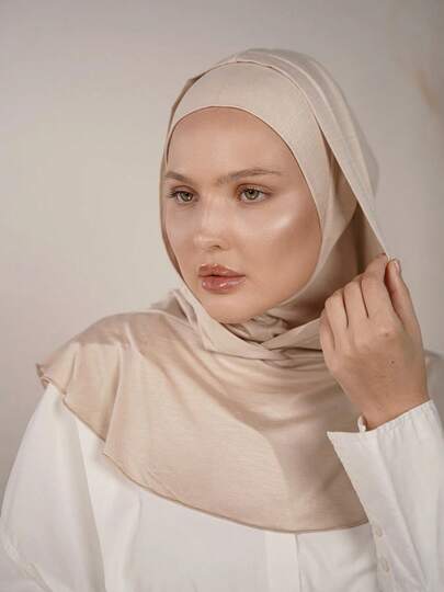 1pc Balaclava Headwear, All-In-One Headscarf Turban, Elastic Knitted Headwrap Covering Neck, Suitable For Prayer, Travel, Work, Daily Wear