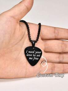 Personalized Engraved Guitar Pick Couple Necklace | Stainless Steel Chain | Custom Text/Name/Quote | Sentimental Music Lover Gift | Rock Style | Perfect For Boyfriend/Girlfriend & Anniversary - Multicolor - View 10