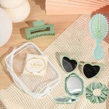 8 件套婚礼伴娘邀请函套装，包含透明化妆清洁袋、发带、手链、发夹、眼罩和时尚眼镜。绿色新郎派对纪念品，适合情人节、母亲节、婚礼和伴娘聚会，情人节礼物。朋友复活节派对（ - A - 查看 7