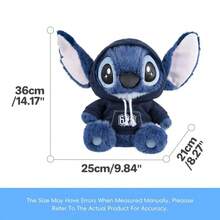 MINISO Disney Lilo & Stitch Collection 14'' Sitting Stitch Plush Toy - Soft Plush Toy Premium Quality Stuffed Animal Gift For Kids, Boys, Girls, Adults & Disney Fans(Hoodie Styles) - Navy Blue - View 6