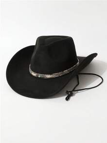 A Men's And Women's Western Cowboy Hat, A High-Quality Denim Hat, With European And American Western Styles, A Fashionable And Simple Square Hat, Suitable For Daily Wear, Parties, Western-Themed Events, Gatherings, Role-Playing, Graduation Ceremonies, Costume Balls, Festivals, Birthday Celebrations, Music Festivals, Hiking Trips, Etc. - Feathered Hat - View 14