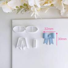 可重复使用的3D蝴蝶结造型聚合物粘土切割器套装，可爱手工工艺材料，适用于耳环和珠宝制作，塑料材质 - 白色 - 查看 7