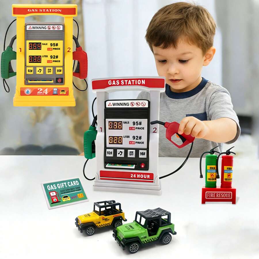 Kids Smart Gas Station Toy With Voice Guidance, Card Swipe & Interactive Counting System - Realistic Pretend Play Money & Fuel Pumps, Educational Car Refueling Playset, Role-Play Learning Game For Motor Skills Development