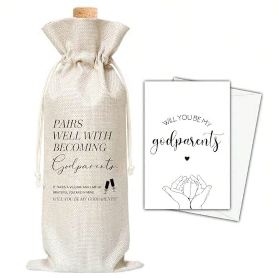Godparents Gifts Wine Bag And Card Godparents Proposal Gifts Wine Bag For Godmother Godfather Pairs Well With Becoming Godparents Wine Bag For Baby Shower Baptism Will You Be My Godparents Gifts -07 - Godparents - View 1