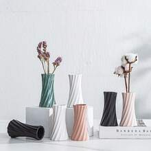 Bộ 2 bình hoa hình lá phong cách Bắc Âu, thiết kế tối giản màu trắng mờ, thích hợp cho hoa giả và hoa khô, trang trí phòng khách, đồ dùng cho năm mới và ngày Valentine. - 2pcs - Xem 5