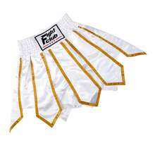 Lotus Flow Belt Style Muay Thai Pants, Boxing Shorts, White Lotus Shorts, Polyester Fiber Wear-Resistant Fabric Sports - White - View 3