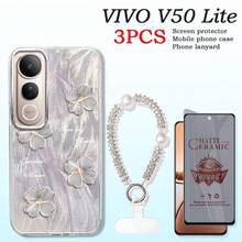 VIVO V50 Lite Screen Protector, Anti-Peep Matte Protective Film, VIVO V40 Lite Feather Soft Phone Case, VIVO Y19s Y29 Y39 Crystal Beaded Bracelet, Phone Lanyard, VIVO Y20 Y31 Y21D - Anti-peep Ceramic Film 3in1 - View 2