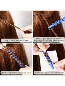 10/20pcs Curling Iron, Spiral Hair Curler, DIY Hairstyling Tool, No-Heat Spiral Hair Curler, Spiral Curling Styling Curler Accessories, DIY Hairstyling Tool - Multicolor - View 2