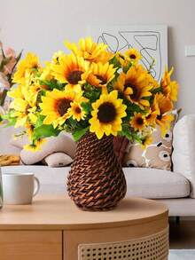 1 Bouquet Of 13 Artificial Sunflowers, Daisy Countryside Style, Suitable For Home Decor, Bedroom Decor, Mother's Day, Party Decor, Wedding, Wedding Decor, Bedroom Decor, Party Supplies, Wedding Decor, Living Room Decor, Gift For Her - Multicolor - View 7