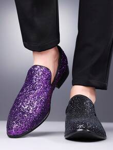 1 Pair Men's Elegant Sequin Slip-On Loafer Shoes For Nightclub Party Old Money Chic Autumn - Multicolor - View 4