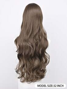 32 Inch Long Cool Brown Wavy Wig For Women - Bangs, Heat-Resistant Synthetic, Adjustable Fit - Brown - View 5