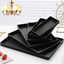 1个黑色塑料托盘，轻便不易碎，适用于餐厅、早餐、晚餐、饮料、厨房、客厅等场合。 - 查看 1