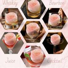 4-Cavity Rose Shaped Silicone Ice Cube Tray With Lid, 3D Rose Ice Ball Maker, Ice Cube Mold For Whiskey, Cocktails, Romantic Occasions - Pink Small - View 4