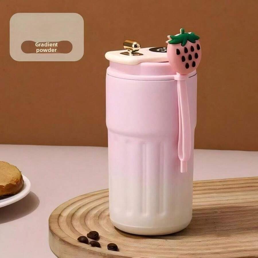 316 Stainless Steel Vacuum Insulated Mug/Coffee Cup With Leak-Proof Lid, Portable Handle And Carrying Strap, Suitable For Outdoor Camping, Durable Construction - 粉色 - 查看 1