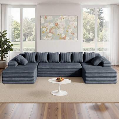 Nalupatio U-Shaped Modular Sectional Sofa Set, 540kg Heavy Duty Weight Capacity, Delivered In 3 Boxes, Ultra Soft Skin-Friendly Anti-Pilling Fabric, Smooth Touch Breathable Material, 72H Compression Recovery Memory Foam, Wide Armrest Ergonomic Design, Free Combination Modular System, Multi-Scenario Use For Living Room, Home Theater, Family Gatherings, Pet Friendly Easy Clean Fabric, Easy Assembly Corner Sofa