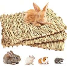 1pc Pet Rabbit/Hamster Woven Grass Mat, Pet Grass Pad, Grass Nest, Straw Woven Pet Bed - Multicolor - View 1