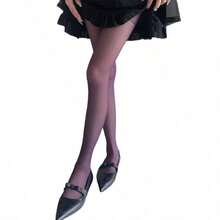 Spring Summer New Sheer Velvet Pantyhose Women Candy Color Sheer Nude Tights Y2K Sexy E-Girl Soft High Waist Hosier - T Blue - 查看 6