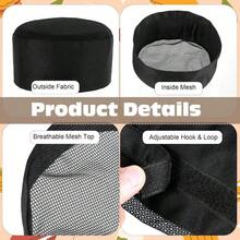 Mesh Chef Hats, Adjustable Black Chef Cap Beanie Men, Women, Cooking Baking, Breathable, (Black) - Mặc định - Xem 3