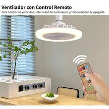 Ventilador de Techo con Lampara LED, 3 Velocidades, Iluminación Ajustable, Con control Remoto y Temporizador de Apagado, Para Habitación, Oficina, Salón, Taller - Tipo de Enchufe A USA (110-127V) - Ver 4