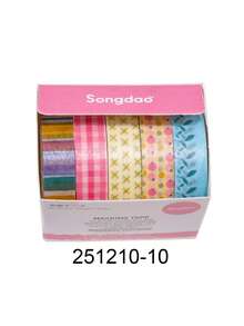 5卷/盒装饰和纸胶带 - 几何、花卉和格子图案，简约风格，适用于日记本、计划本、礼品包装 - 套裝 - 查看 18