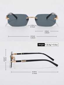 1 Pair Fashionable Frameless Square Glasses, Unisex, Classic Casual Daily Wear, Suitable For Summer Beach, Camping, Y2K Style, All Seasons - Black and Gray C1 - View 3