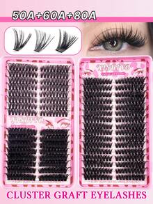544pcs Eyelash Cluster, D-Curl, 544pcs Individual Lashes 50D+60D+80D/60D+80D+100D , DIY Lash Bundle Natural Look & Super Thick & Intelligent & Super Soft & Super Lightweight Reusable Individual Segment False Eyelashes Extension Kit, Suitable For Beginners Use At Home Or Travel, Daily Life & Wedding & Date & Party & Music Festival & Halloween Lash Clusters, Eyelash Clusters, Individual Eyelashes, Lashes, Fake Lashes - DD - View 3