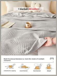 1 chiếc chăn gạc dệt kiểu waffle mềm mại và thoải mái mới - 100% cotton nguyên chất, thân thiện với da, màu trơn, thích hợp cho giường, ghế sofa, gối - Hoàn hảo để thư giãn và ôm ấp. - Khẽ dệt nên những từ ngữ bằng màu xám nhạt. - Xem 8