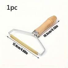 1pc Manual Lint Remover, Suitable For Cashmere Coats & Sweaters, Ball-Shaped Brush Head, Wooden Handle, Home & Pet Hair Removal Tool, Sticky Hair Removal Device - Silver - View 12