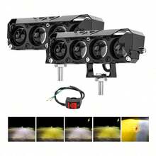 2 piezas Faros de Auxiliares Luz 5 modos Led Con interruptor Con luz estroboscópica Para Auto Moto - A - Ver 1