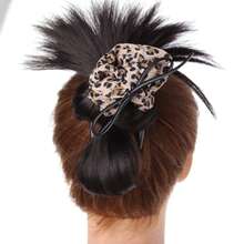 6英寸爪夹发髻发饰，蓬松豹纹发圈，秋冬季马尾辫发饰 - Dark Brown - 查看 13