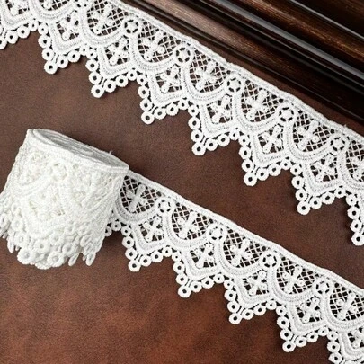 15 Yards Exquisite Floral Lace Trim, High-Quality European Crown Lace Decoration With Cross And Floral Pattern - 1.85 Inches Wide - Elegant Wedding Dress Fabric Edging, Bridal Accessories And DIY Craft Ribbon, Available In 20/15/10/5/3/1 Yard, Suitable For DIY Handicrafts, Garment Accessories, Home Decor, Lace Fabric, Delicate Embroidery