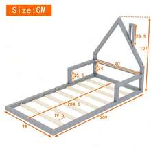 Kids Bed Frames, Headboards & Footboards - Grey + Pine + 90cm*200cm - View 7