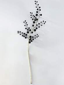 1 pieza Rama de flor artificial de perla negra elegante, decoración floral realista y duradera sin mantenimiento, adecuada para bodas, fiestas, relleno de jarrones, decoración del hogar para la sala de estar, mesa - Negro - Ver 9