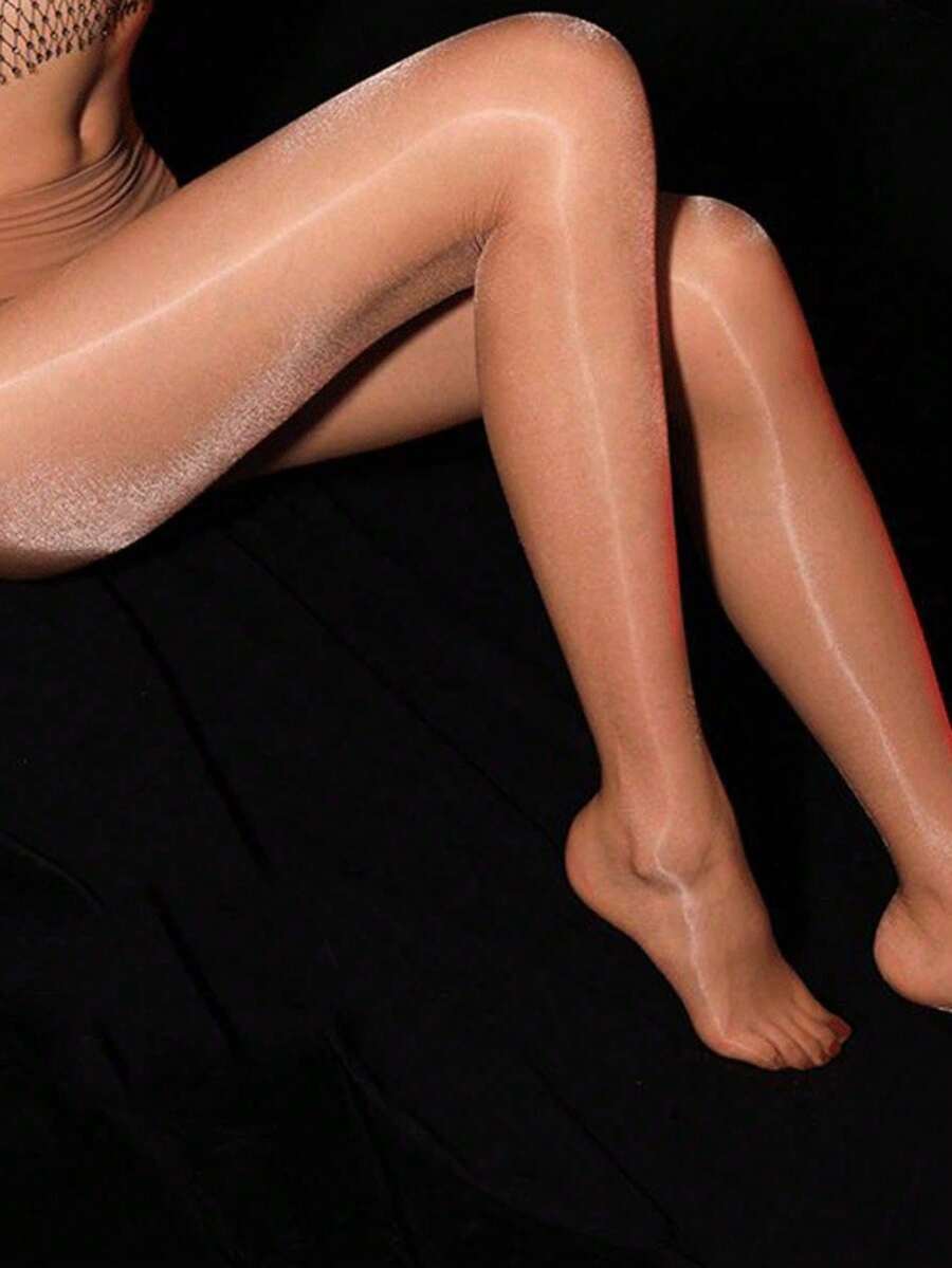 1 Pair Glossy Pearl Pantyhose For Women, 0D Ultra-Thin Non-Ladder Sexy Tights, European And American Style - Coffee Brown - View 1