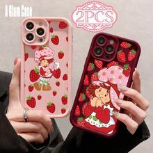 2-Pack Strawberry Girl Phone Case Set, Shockproof Protective Cover. It Is Compatible With Galaxy Models Including Compatible For Galaxy S25, S24, S23, S22, S21 PLUS, FE And Ultra,Galaxy A33 Compatible With For Iphone17 Pro Max, 16, 15, 14, 13, 12, 11 And 7/8.Sweet Color, Perfect Gift For Yourself, Family And Friends This Holiday Season. - 酒紅色和粉紅色2 - 查看 15