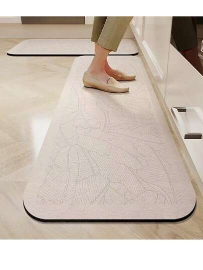 3.5mm Thick Soft Rubber Kitchen Mat, Modern Tropical Nature Style Absorbent Kitchen Rug, Can Be Trimmed To Fit Kitchen, Surface Fabric, Middle Foam Layer, Bottom Rubber Layer, Suitable For Kitchen Rug, Kitchen Decor, Wedding Decor, Home Decor, Bathroom Mat, Entryway Mat, Laundry Room Mat, Hallway Carpet, Living Room Mat, Etc.