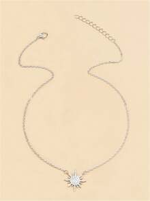 1pc Rhinestone Starburst Necklace, Suitable For Daily Wear - Yellow Gold - View 5