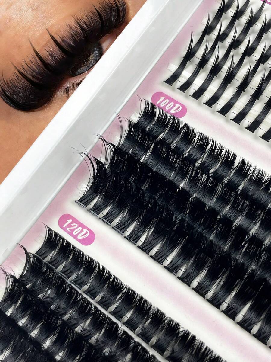 12 Rows Lash Clusters With Spikes & Bottom Lashes Fluffy Volume 240 Pcs Manga Natural Spiky Cluster False Eyelashes Fairy Cluster Lashes Wispy Manga Lash C/D Curl Individual 100D 120D Anime Mink Lashes Extensions Full Pack DIY At Home