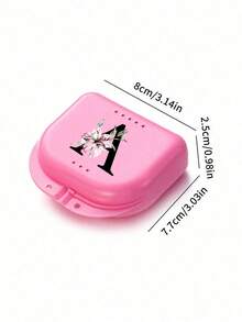 字母 A-Z 牙齿矫正保持器假牙粉色收纳盒，花朵字母装饰，牙套收纳盒，假牙盒，透气正畸牙套盒，保持器盒，牙科收纳盒，假牙放置盒，易于使用，方便携带，牙套矫正器矫正器盒，口腔卫生牙套收纳盒，家庭办公室宿舍用品，家居收纳用品，牙科配件 - 彩色 - 查看 11